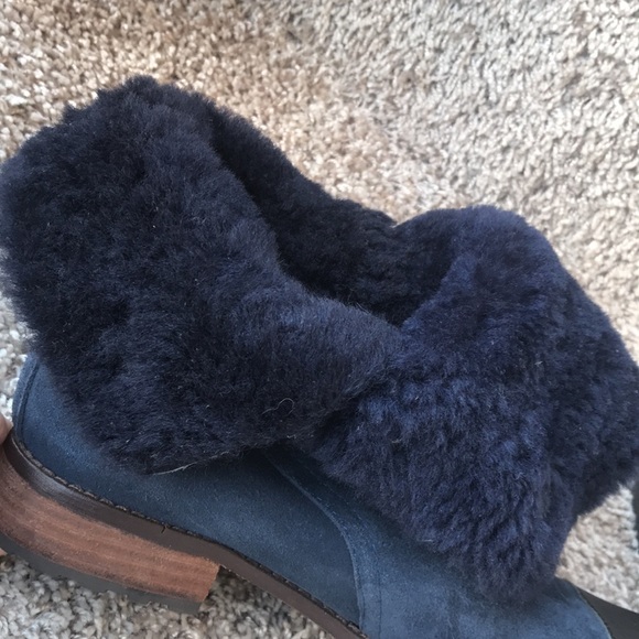 Matt Bernson Women’s Navy Blue Tundra Shearling Lined Moto Mid Boot size 8.5 - Picture 10 of 16